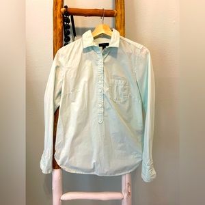 Jcrew polo long sleeve shirt in sea foam color